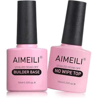 AIMEILI Top Coat en Clear Builder Gel 5 in 1 Nail Extension Builder Base Gel Nagellak UV LED Gellack Soak Off Nail Enhancement voor Nagels Gebouw, Versterking, Decoratie Lijm Vloeibare Manicure 2x10ml AIMEILI Top Coat en Clear Builder Gel 5 in 1 Nail Extension Builder Base Gel Nagellak UV LED Gellack Soak Off Nail Enhancement voor Nagels Gebouw, Versterking, Decoratie Lijm Vloeibare Manicure 2x10ml