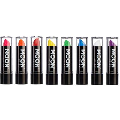 Moon Glow – Neon Lipstick UV 4.5g Intense Assortiment van 8 kleuren. die een ongelooflijk neoneffect produceren onder ultraviolet of zwart licht! Moon Glow – Neon Lipstick UV 4.5g Intense Assortiment van 8 kleuren. die een ongelooflijk neoneffect produceren onder ultraviolet of zwart licht!