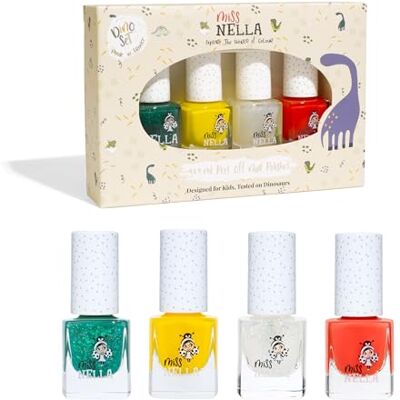 MISS NELLA Dino Collection Sweet-osaurus Copper, Diplodo-Kiss- Pink, Rawr-Some Blauw, Dino-Rific- Green, Peel Off voor kinderen MISS NELLA Dino Collection Sweet-osaurus Copper, Diplodo-Kiss- Pink, Rawr-Some Blauw, Dino-Rific- Green, Peel Off voor kinderen