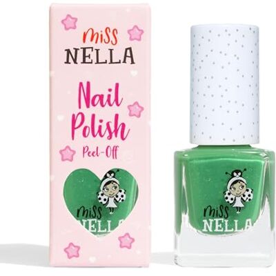 MISS NELLA Kiss The Frog speciale groene nagellak met glitter voor kinderen, peel-off formule, op waterbasis en geurloos MISS NELLA Kiss The Frog speciale groene nagellak met glitter voor kinderen, peel-off formule, op waterbasis en geurloos