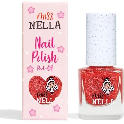 MISS NELLA Croco Dazzle Speciale rode nagellak met glitter voor kinderen, peel-off formule, op waterbasis en geurloos MISS NELLA Croco Dazzle Speciale rode nagellak met glitter voor kinderen, peel-off formule, op waterbasis en geurloos