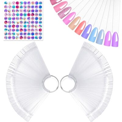 AiQInu Set van 100 tentoonstellingsnagels, nageltip, transparante display, nagelpositor, waaier, kunstnagels voor schoonheidssalon en beginners met stickers genummerd 1-100 AiQInu Set van 100 tentoonstellingsnagels, nageltip, transparante display, nagelpositor, waaier, kunstnagels voor schoonheidssalon en beginners met stickers genummerd 1-100