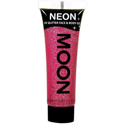 Moon Glow Neon UV Glitter Gel voor gezicht en lichaam Glinsterende gezichtsverf, robijnroze, 12 ml (1 verpakking) Moon Glow Neon UV Glitter Gel voor gezicht en lichaam Glinsterende gezichtsverf, robijnroze, 12 ml (1 verpakking)