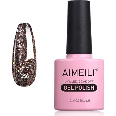 AIMEILI Nagellak, semi-permanent, met glitter, fijne gel, nagellak, led, UV, kleur voor herfst/winter, 10 ml (656) AIMEILI Nagellak, semi-permanent, met glitter, fijne gel, nagellak, led, UV, kleur voor herfst/winter, 10 ml (656)