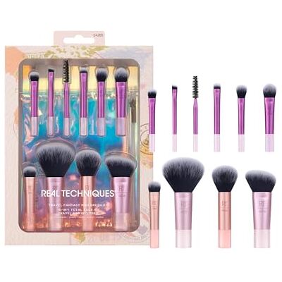 REAL TECHNIQUES Real Technique Travel Fantasy Mini Brush Make-upkwasten voor oogschaduw, highlight, contourpoeder en concealer, 10 stuks REAL TECHNIQUES Real Technique Travel Fantasy Mini Brush Make-upkwasten voor oogschaduw, highlight, contourpoeder en concealer, 10 stuks