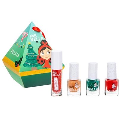 MISS NELLA Feestelijke nagellak en lipgloss voor kinderen met kerstmotieven (4 nagellak, 1) MISS NELLA Feestelijke nagellak en lipgloss voor kinderen met kerstmotieven (4 nagellak, 1)