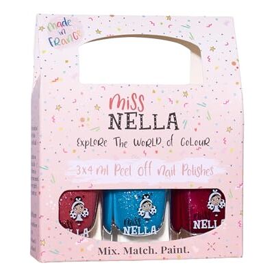 MISS NELLA Winter Glitter Special Nagellak 3-delige set: Sugar Hugs, Jazzberry Jam & Under The Sea, afneembare nagellak speciaal voor kinderen, peel-off-formule, niet giftig, op waterbasis en geurneutraal MISS NELLA Winter Glitter Special Nagellak 3-delige set: Sugar Hugs, Jazzberry Jam & Under The Sea, afneembare nagellak speciaal voor kinderen, peel-off-formule, niet giftig, op waterbasis en geurneutraal