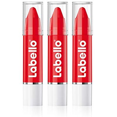 Labello Lips2Kß Color Poppy Red lippenbalsem, intense kleur met echte verzorging, lippenstift, 3 x 3 g Labello Lips2Kß Color Poppy Red lippenbalsem, intense kleur met echte verzorging, lippenstift, 3 x 3 g