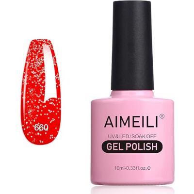 AIMEILI Nagellak, semi-permanent, met glitter, fijne gel, nagellak, LED, UV, kleur voor herfst/winter, 10 ml (660) AIMEILI Nagellak, semi-permanent, met glitter, fijne gel, nagellak, LED, UV, kleur voor herfst/winter, 10 ml (660)