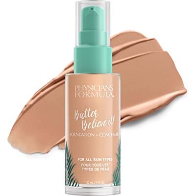 Physicians Formula Murumuru Butter Believe It, foundation en concealer, crème foundation en concealer voor een stralende glans, met Murumuru-boter, Cupuaçu en Tucuma, licht tot medium Physicians Formula Murumuru Butter Believe It, foundation en concealer, crème foundation en concealer voor een stralende glans, met Murumuru-boter, Cupuaçu en Tucuma, licht tot medium