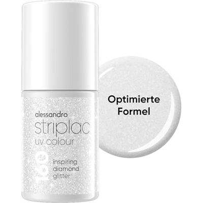 alessandro Striplac Inspiring Diamond Glitter UV-nagellak, dekkend en krasbestendig tot 15 dagen, eenvoudig aan te brengen, zachte vachttechnologie, veganistisch, zilver, 6,5 ml alessandro Striplac Inspiring Diamond Glitter UV-nagellak, dekkend en krasbestendig tot 15 dagen, eenvoudig aan te brengen, zachte vachttechnologie, veganistisch, zilver, 6,5 ml
