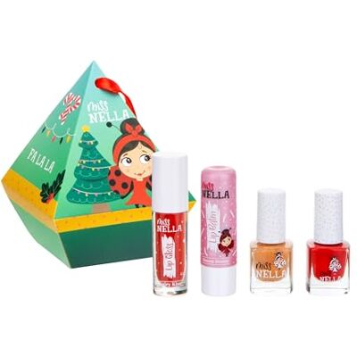 MISS NELLA 2 stuks feestelijke nagellak en lipgloss voor kinderen met kerstmotieven (2 nagellak, 1 lippenbalsem, 1 lipgloss, 1) MISS NELLA 2 stuks feestelijke nagellak en lipgloss voor kinderen met kerstmotieven (2 nagellak, 1 lippenbalsem, 1 lipgloss, 1)