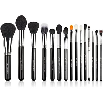 Jessup T092 15-delige professionele make-upkwastenset voor foundation, oogschaduw, eyeliner, blender en lippen, zwart/zilver Jessup T092 15-delige professionele make-upkwastenset voor foundation, oogschaduw, eyeliner, blender en lippen, zwart/zilver