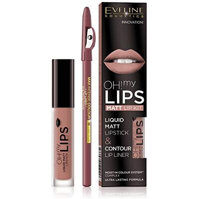 EVELINE COSMETICS Oh! My Lips Kit Matte vloeibare lippenstift en lippenstift nr. 08 Lovely Rose EVELINE COSMETICS Oh! My Lips Kit Matte vloeibare lippenstift en lippenstift nr. 08 Lovely Rose
