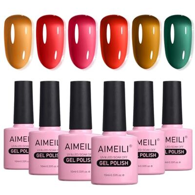 AIMEILI 6-77 stuks UV nagellak UV gel nude rood groen 6 kleuren transparant AIMEILI 6-77 stuks UV nagellak UV gel nude rood groen 6 kleuren transparant