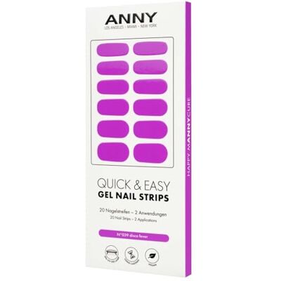 ANNY Gel Nail Strips uv-nagelfolie om op te plakken met uv-lamp, duurzaam en splintervrij, eenvoudig te gebruiken, kleur: discofever, lavendel, nr. 39 ANNY Gel Nail Strips uv-nagelfolie om op te plakken met uv-lamp, duurzaam en splintervrij, eenvoudig te gebruiken, kleur: discofever, lavendel, nr. 39