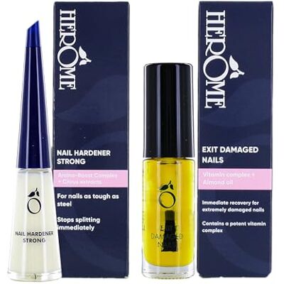 Herome Combi-pack SOS-verzorging voor beschadigde nagels en sterke verharder voor nagels – nummer 1 sinds 1982 (Exit Damaged Nails 7 ml. & Nail Hardener Strong 10 ml.) Herome Combi-pack SOS-verzorging voor beschadigde nagels en sterke verharder voor nagels – nummer 1 sinds 1982 (Exit Damaged Nails 7 ml. & Nail Hardener Strong 10 ml.)