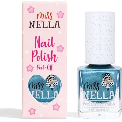 MISS NELLA Rawr-Some nagellak, chroomblauw met glitter, voor kinderen, peel-off-formule, op waterbasis, geurvrij MISS NELLA Rawr-Some nagellak, chroomblauw met glitter, voor kinderen, peel-off-formule, op waterbasis, geurvrij