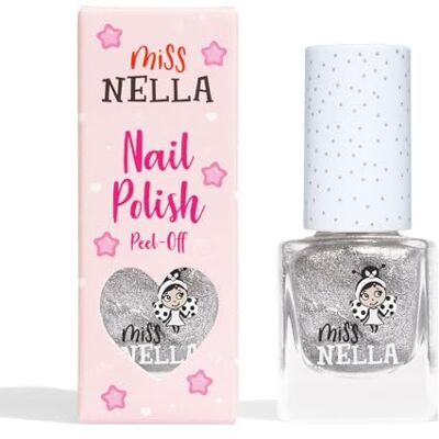 MISS NELLA Shooting Star speciale zilverkleurige nagellak met glitter voor kinderen, peel-off formule, op waterbasis en geurloos MISS NELLA Shooting Star speciale zilverkleurige nagellak met glitter voor kinderen, peel-off formule, op waterbasis en geurloos
