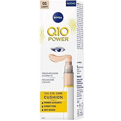 NIVEA Q10 Power 3-in-1 Eye Care Cushion 01 Light 4 ml, kleurrijke en hydraterende oogcrème, anti-aging oogprimer met co-enzym Q10, concealer voor donkere kringen NIVEA Q10 Power 3-in-1 Eye Care Cushion 01 Light 4 ml, kleurrijke en hydraterende oogcrème, anti-aging oogprimer met co-enzym Q10, concealer voor donkere kringen