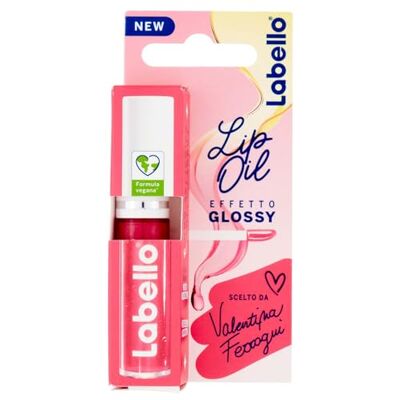Labello Lip Oil Glossy Pink Rock Effect, 5,5 ml, volumineuze en hydraterende lipgloss, lippenolie met biologische jojoba-olie en 100% natuurlijke oorsprong, lipgloss voor lippen Labello Lip Oil Glossy Pink Rock Effect, 5,5 ml, volumineuze en hydraterende lipgloss, lippenolie met biologische jojoba-olie en 100% natuurlijke oorsprong, lipgloss voor lippen