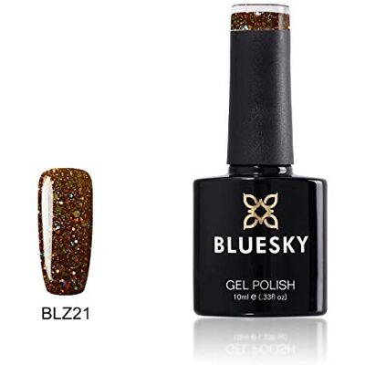 BLUESKY Gel-nagellak, semi-permanent, kuur onder uv-/ledlamp Autumn Glow, donkerrood, met pailletten, 10 ml BLUESKY Gel-nagellak, semi-permanent, kuur onder uv-/ledlamp Autumn Glow, donkerrood, met pailletten, 10 ml