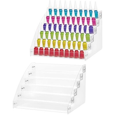 QWORK ® Set van 2 6 nagellakhouders met 6 niveaus, transparant acrylrek, voor ca. 60 flessen QWORK ® Set van 2 6 nagellakhouders met 6 niveaus, transparant acrylrek, voor ca. 60 flessen