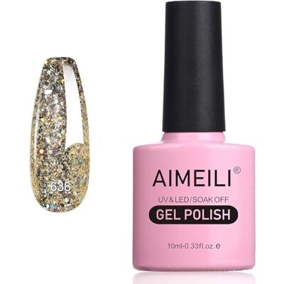 AIMEILI Nagellak, semi-permanent, met glitter, fijne gel, nagellak, led, UV, kleur voor herfst/winter, 10 ml (638) AIMEILI Nagellak, semi-permanent, met glitter, fijne gel, nagellak, led, UV, kleur voor herfst/winter, 10 ml (638)