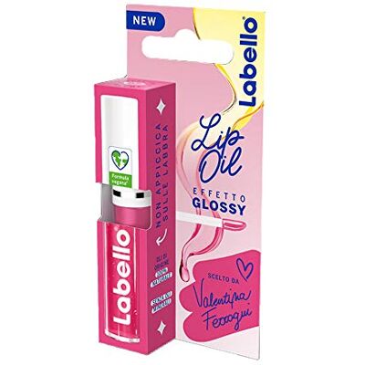 Labello Lip Oil Glossy Pink Rock Effect, 5,5 ml, volumineuze en hydraterende lipgloss, lippenolie met biologische jojoba-olie en 100% natuurlijke oorsprong, lipgloss voor lippen Labello Lip Oil Glossy Pink Rock Effect, 5,5 ml, volumineuze en hydraterende lipgloss, lippenolie met biologische jojoba-olie en 100% natuurlijke oorsprong, lipgloss voor lippen