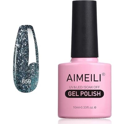 AIMEILI Nagellak, semi-permanent, met glitter, fijne gel, nagellak, led, UV, kleur voor herfst/winter, 10 ml (659) AIMEILI Nagellak, semi-permanent, met glitter, fijne gel, nagellak, led, UV, kleur voor herfst/winter, 10 ml (659)