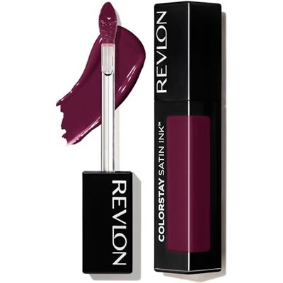 REVLON Colorstay Satijnen inkt, rode lippenstift op basis van zwarte bessenzaadolie, duurzaam, N022 Black Cherry REVLON Colorstay Satijnen inkt, rode lippenstift op basis van zwarte bessenzaadolie, duurzaam, N022 Black Cherry