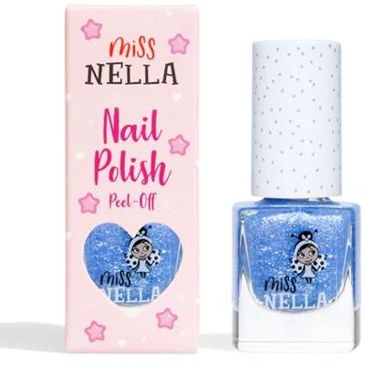 MISS NELLA Elephunky Speciale blauwe nagellak met glitter voor kinderen, peel-off-formule, op waterbasis en geurloos MISS NELLA Elephunky Speciale blauwe nagellak met glitter voor kinderen, peel-off-formule, op waterbasis en geurloos