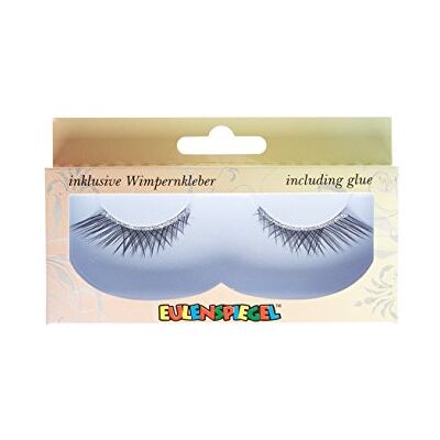 Eulenspiegel 000922 zwarte kunstgekruiste wimpers met zilveren glitterband, 1 ml, speciale wimperlijm, handleiding voor carnaval, themafeest Eulenspiegel 000922 zwarte kunstgekruiste wimpers met zilveren glitterband, 1 ml, speciale wimperlijm, handleiding voor carnaval, themafeest
