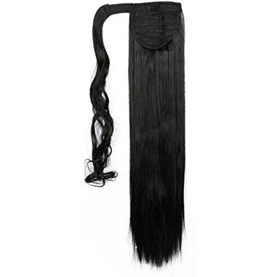 S-noilite 58 cm, clip-in extensions, haarverlenging, wikkelbaar, paardenstaart, lang, recht, schaduw, donkerzwart S-noilite 58 cm, clip-in extensions, haarverlenging, wikkelbaar, paardenstaart, lang, recht, schaduw, donkerzwart