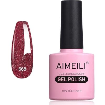 AIMEILI Nagellak, semi-permanent, met glitter, fijne gel, nagellak, led, UV, kleur voor herfst/winter, 10 ml (668) AIMEILI Nagellak, semi-permanent, met glitter, fijne gel, nagellak, led, UV, kleur voor herfst/winter, 10 ml (668)