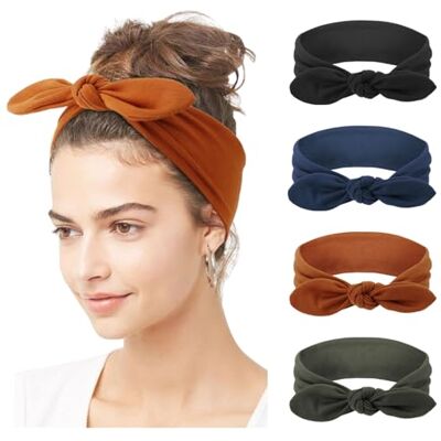 DRESHOW 4-delige haarband voor dames, boho, haarbanden, elastisch, met strikken, haaraccessoires DRESHOW 4-delige haarband voor dames, boho, haarbanden, elastisch, met strikken, haaraccessoires