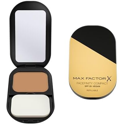 Max Factor Facefinity Compacte foundation, veganistische formule, modulaire afdekking en matte afwerking, houdt tot 24 uur, SPF 20, 076, warm goud, 10 g Max Factor Facefinity Compacte foundation, veganistische formule, modulaire afdekking en matte afwerking, houdt tot 24 uur, SPF 20, 076, warm goud, 10 g