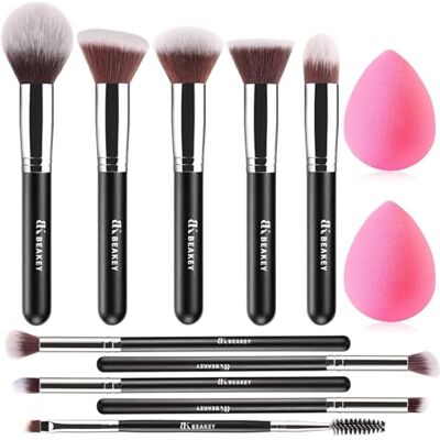 BEAKEY Professionele make-upkwasten, make-upkwast voor foundation, blush, oogschaduw, los poeder, met sponsje (10 + 2 stuks) Fibres synthétiques douces,pour fond de teint,anti-cernes,blush,fard à paupières,poudre libre,textures liquides et crémeuses. BEAKEY Professionele make-upkwasten, make-upkwast voor foundation, blush, oogschaduw, los poeder, met sponsje (10 + 2 stuks) Fibres synthétiques douces,pour fond de teint,anti-cernes,blush,fard à paupières,poudre libre,textures liquides et crémeuses.