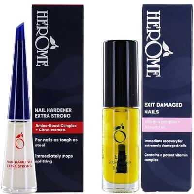 Herome Combi-Pack SOS Beschadigde Nagels & Extra Sterke Harder, 7 ml + 10 ml Herome Combi-Pack SOS Beschadigde Nagels & Extra Sterke Harder, 7 ml + 10 ml