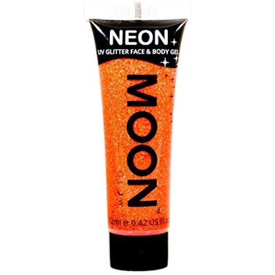 Moon Glow Neon UV-glittergel voor gezicht en lichaam glitter gezichtsverf, oranje, 12 ml (1 stuk) Moon Glow Neon UV-glittergel voor gezicht en lichaam glitter gezichtsverf, oranje, 12 ml (1 stuk)