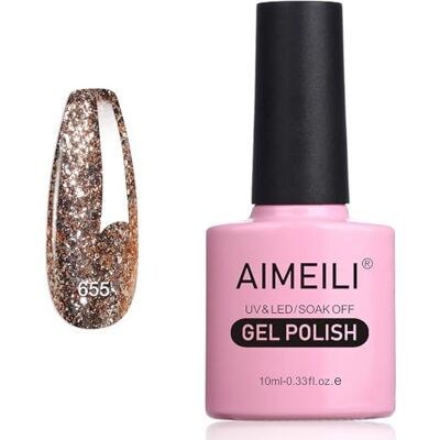 AIMEILI Nagellak, semi-permanent, met glitter, fijne gel, nagellak, led, UV, kleur voor herfst/winter, 10 ml (655) AIMEILI Nagellak, semi-permanent, met glitter, fijne gel, nagellak, led, UV, kleur voor herfst/winter, 10 ml (655)