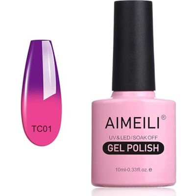 AIMEILI Chameleon Semi-permanente nagellak, thermo, temperatuurverandering, 10 ml, nagellak, gel, UV, LED, soak off, manicure, paars met drakenvrucht, roze (TC01) AIMEILI Chameleon Semi-permanente nagellak, thermo, temperatuurverandering, 10 ml, nagellak, gel, UV, LED, soak off, manicure, paars met drakenvrucht, roze (TC01)