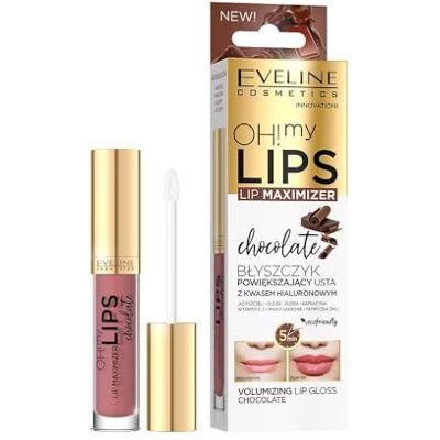 EVELINE COSMETICS Oh! My Lips Volume Lipgloss met chili-extract en hyaluronzuur voor vollere en gehydrateerde lippen, chocoladegeur EVELINE COSMETICS Oh! My Lips Volume Lipgloss met chili-extract en hyaluronzuur voor vollere en gehydrateerde lippen, chocoladegeur