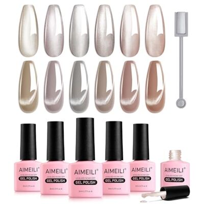 AIMEILI 9D Magnetische gelnagellak met magnetische staaf, 6 stuks, moonlight keramisch cat eye gelnagellak, uv of led, nagelkunst, manicure, pedicure, eenvoudig aan te brengen 8 ml, geschenkdoos 58 AIMEILI 9D Magnetische gelnagellak met magnetische staaf, 6 stuks, moonlight keramisch cat eye gelnagellak, uv of led, nagelkunst, manicure, pedicure, eenvoudig aan te brengen 8 ml, geschenkdoos 58