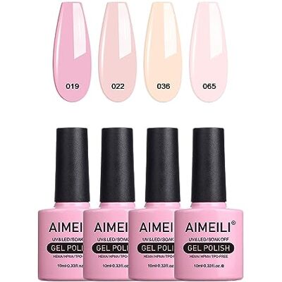 AIMEILI 4 kleuren, 10 ml, semi-permanent, natuurlijk, nude, pastelroze, nagellak, UV, LED, nagellak, soak off, manicure, set 17 AIMEILI 4 kleuren, 10 ml, semi-permanent, natuurlijk, nude, pastelroze, nagellak, UV, LED, nagellak, soak off, manicure, set 17