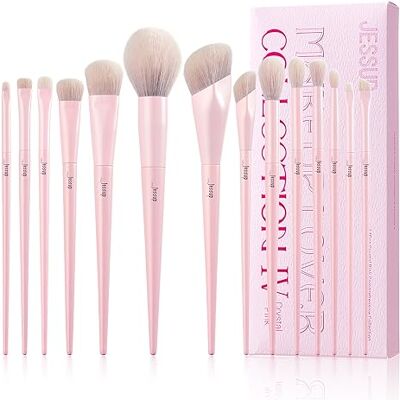 Jessup Make-upkwasten, roze, 14 stuks, hoogwaardige veganistische foundation, concealer, blush, oogschaduw, eyeliner, poeder, markeerstift, stomper, set voor ogen en gezicht, T495 Jessup Make-upkwasten, roze, 14 stuks, hoogwaardige veganistische foundation, concealer, blush, oogschaduw, eyeliner, poeder, markeerstift, stomper, set voor ogen en gezicht, T495