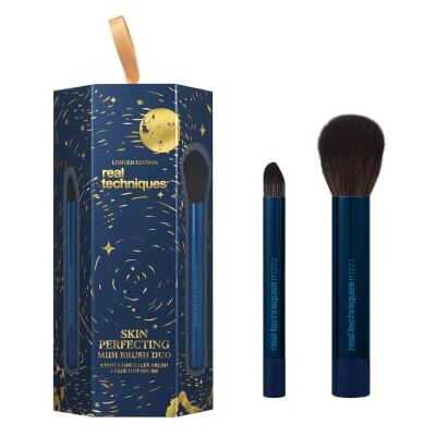 REAL TECHNIQUES 2-Piece Skin Perfecting Midi Brush Duo Streak-Free Base Makeup Application Limited Edition Holiday Gift Set REAL TECHNIQUES 2-Piece Skin Perfecting Midi Brush Duo Streak-Free Base Makeup Application Limited Edition Holiday Gift Set