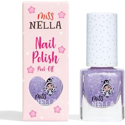 MISS NELLA Sparkly Zebra- Vernis à ongles lilas spécial avec des paillettes pour enfants, formule Peel-off, à base d'eau et sans odeur MISS NELLA Sparkly Zebra- Vernis à ongles lilas spécial avec des paillettes pour enfants, formule Peel-off, à base d'eau et sans odeur