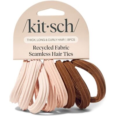 Kitsch 8 stuks duurzame en rekbare paardenstaart-elastiekjes van zacht nylon, zonder haken, perfect voor knotjes en vlechten, rozenhout Kitsch 8 stuks duurzame en rekbare paardenstaart-elastiekjes van zacht nylon, zonder haken, perfect voor knotjes en vlechten, rozenhout