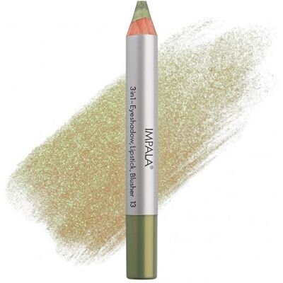 Impala 3-in-1 jumbo potlood, kleur 13 goud, oogschaduw, lippenstift en rouge, gladde en langdurige textuur, intensieve kleuren Impala 3-in-1 jumbo potlood, kleur 13 goud, oogschaduw, lippenstift en rouge, gladde en langdurige textuur, intensieve kleuren